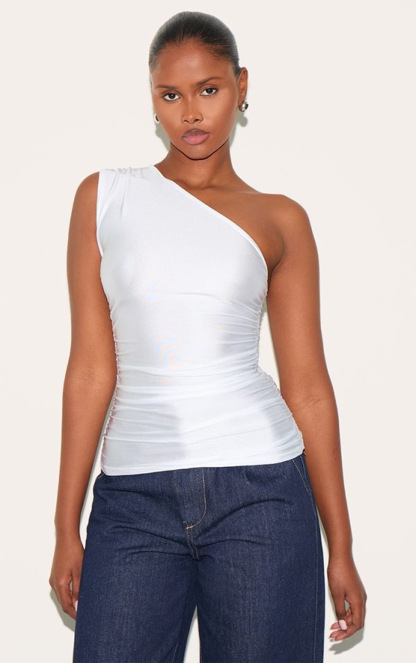 7d387781a3e8afd642ab31ec5ae3a870036efb04_CNJ2013_1_white_stretch_slinky_ruched_side_long_top