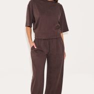 7d6576d9b653b2c9d327276b5ed08b98c3808e7f_CNM2921_1_dark_brown_cotton_straight_leg_mid_rise_drawstring_trouser