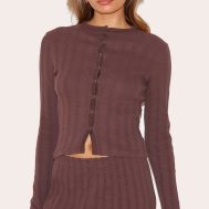 7dbb29cbecf8afdefa15f1a17cf3cc6c94d2984d_CNL8714_1_dark_brown_rib_popper_fitted_long_sleeve_long_top