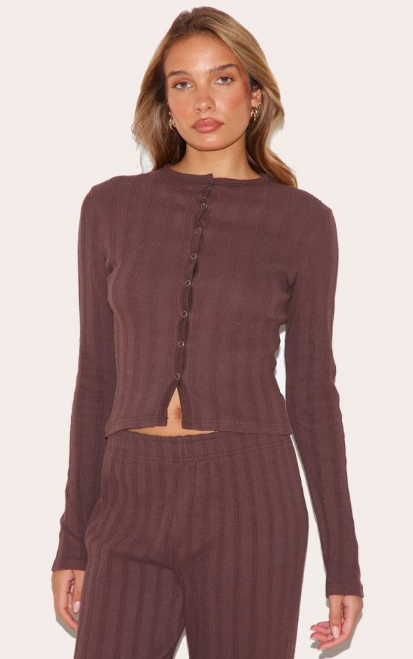 7dbb29cbecf8afdefa15f1a17cf3cc6c94d2984d_CNL8714_1_dark_brown_rib_popper_fitted_long_sleeve_long_top