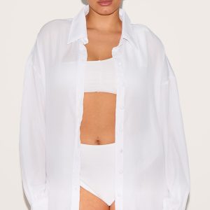 Plus White Oversized Beach Shirt