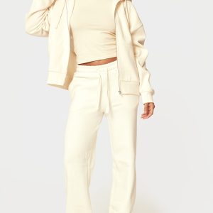 Cream Wide Leg Oversized Joggers