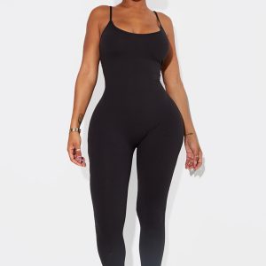 Shape Black Sculpted Strappy Jumpsuit