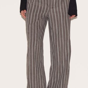 Charcoal Pinstripe Peach Skin Tailored Trousers