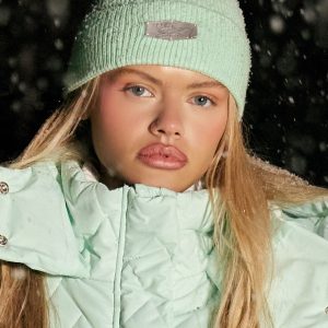 PRETTYLITTLETHING Green Ski Cable Knit Beanie