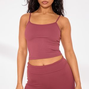 Red Contour Sculpt Strappy Crop Top