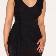 80e50d2d6595d6246790f37181c10a7aeee1139d_CNM3022_4_shape_black_stretch_woven_plunge_front_belted_long_line_top