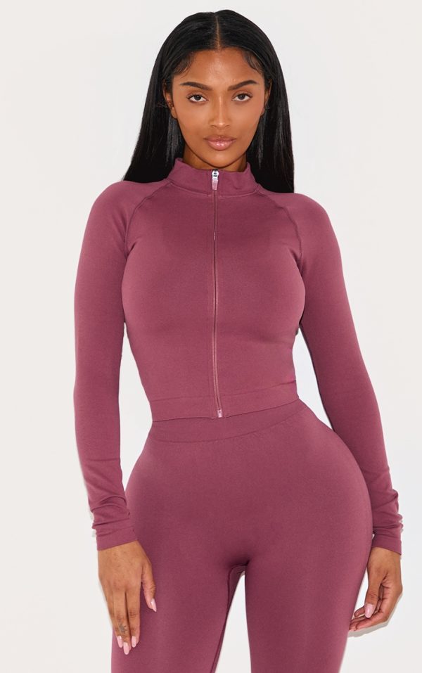 811b9eb6fca6c4db62f5f02714997d14bd717799_CNM0063_1_shape_burgundy_seamless_active_zip_through_jacket