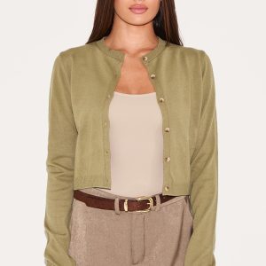 Olive Basic Button Up Knit Cardigan