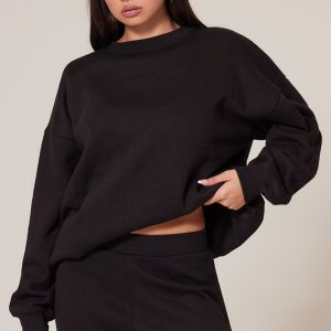 Black Longline Oversized Sweatshirt