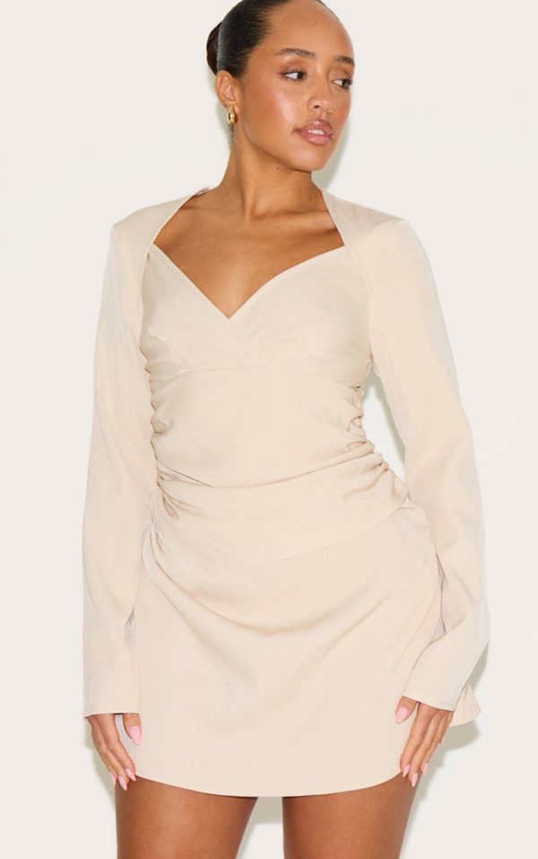 82140fe6e66598f0a210b7f02b496f83e2fb9fc3_CNM1370_1_shape_pebble_woven_tailored_square_neck_ruched_side_flippy_mini_dress