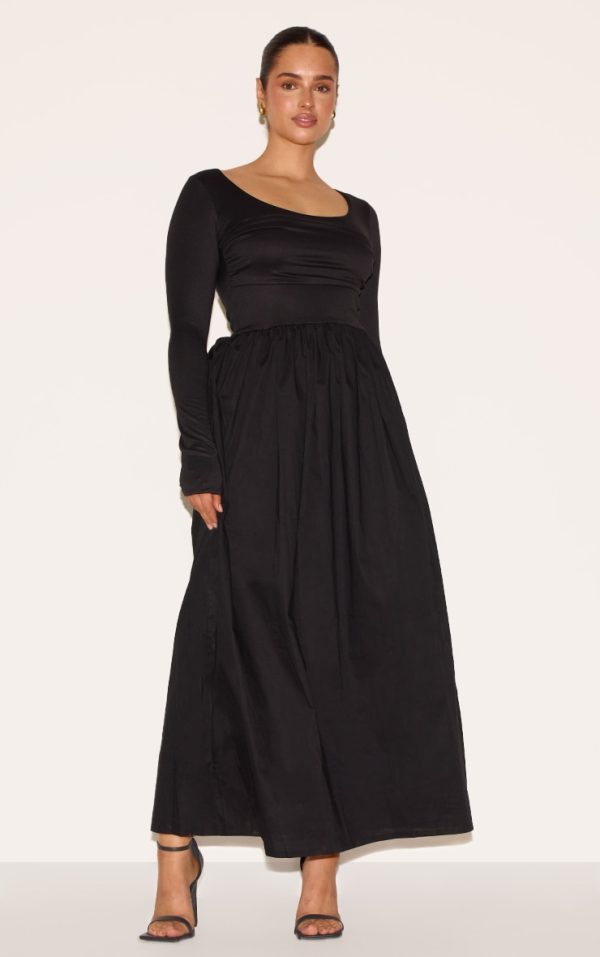 82ec7192aef7d194a1eb4210e2af7f8edf337374_CNM0724_1_shape_black_scoop_neck_ruched_bust_maxi_shift_dress
