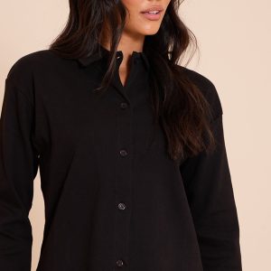 Black Cropped Boxy Collared Sweat