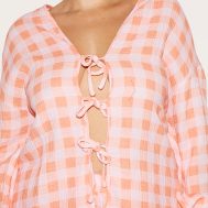 83349095eec0541ea2c1e74b78fade11dc2c2c1a_CNM3360_4_plus_orange_checked_cheesecloth_tie_front_long_sleeve_shirt