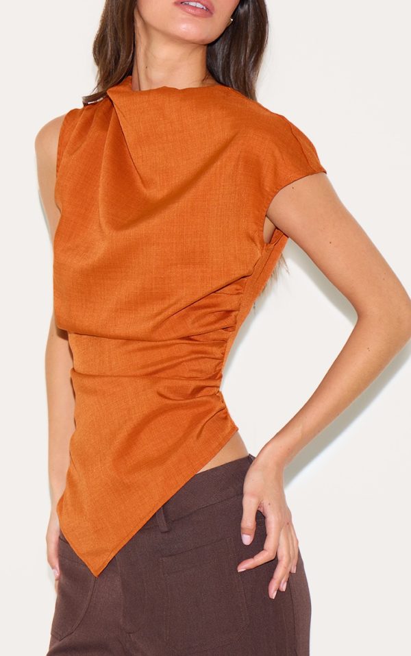 8426902f4a97ca083c0bc696fefaf2ccfc02e9c0_CNL9467_4_rust_woven_ruched_asymmetric_long_top