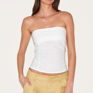 White Linen Look Foldover Bandeau