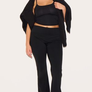 Plus Black Sculpt High Waist Flare Yoga Pants