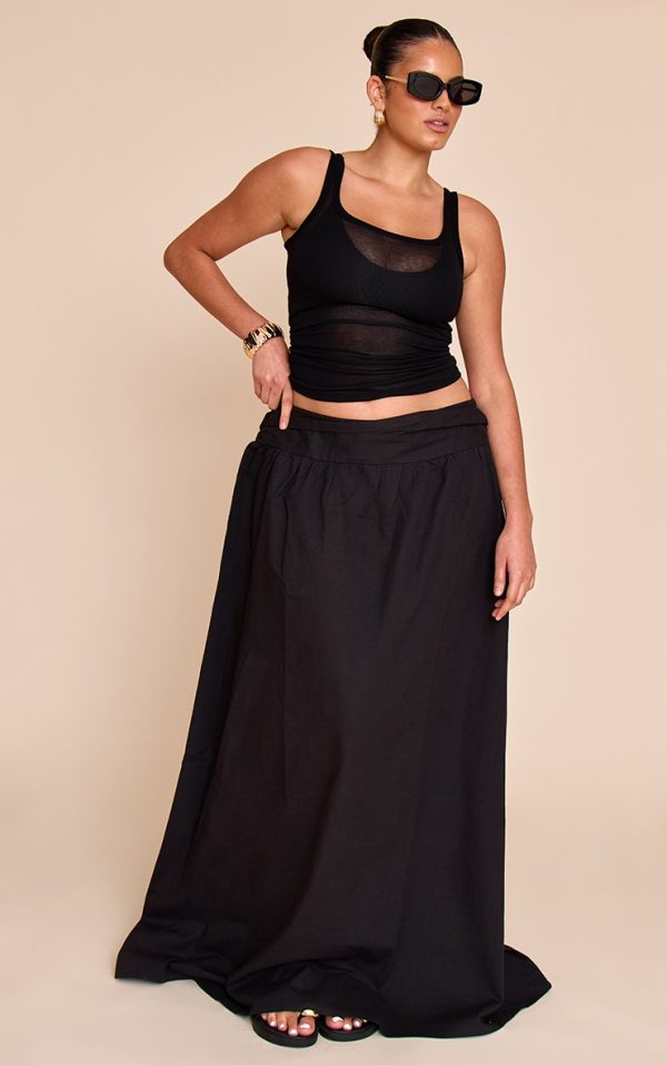 8508b9fab2ff5ee6f79959fa205b675d69b8a965_CNM4116_1_plus_black_cotton_ruched_waist_maxi_skirt
