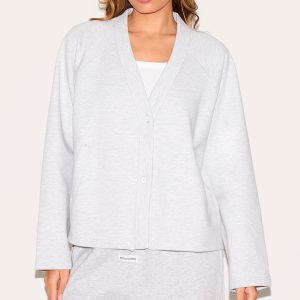 Ash Grey Premium Boxy Sweat Cardigan