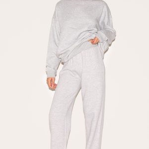 Ash Grey Flared Split Hem Joggers