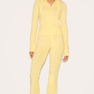 Butter Yellow Low Rise Skinny Flare Trousers