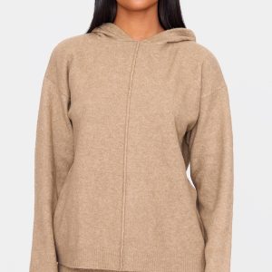 Tall Light Mocha Soft Knit Oversized Hoodie