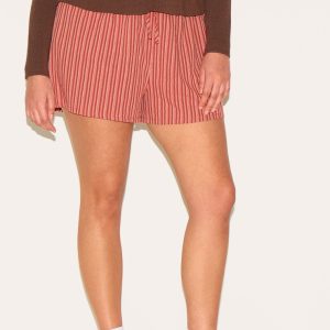Plus Burnt Orange Pinstripe Cotton Floaty Shorts