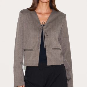 Mushroom Tie Up Boxy Blazer