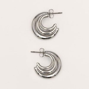 Silver Triple Tube Hoop Earrings