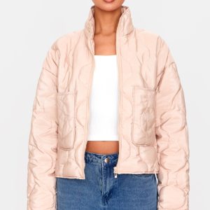 Stone Padded Wave Funnel Neck Jacket