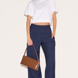 Indigo Blue Tailored Woven Foldover Straight Leg Trousers