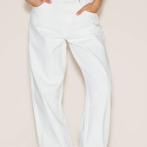 White High Waist Boyfriend Jeans