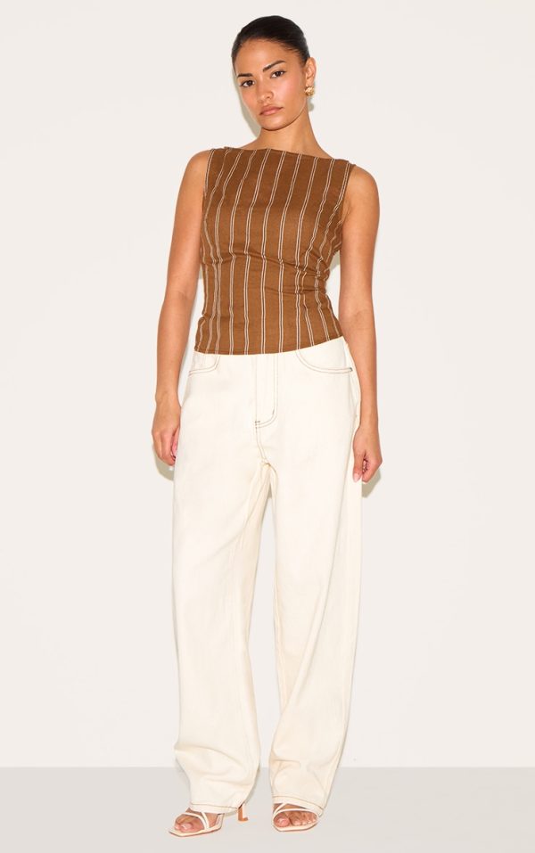 898a726fa994a431f887e384e9c4618f0048edb9_CNM3442_3_petite_chocolate_woven_pinstripe_boatneck_top