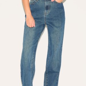 Petite Brown Blue Acid Split Hem Jeans