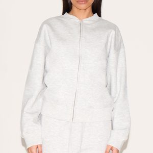 Petite Ash Grey Zip Through Sweatshirt