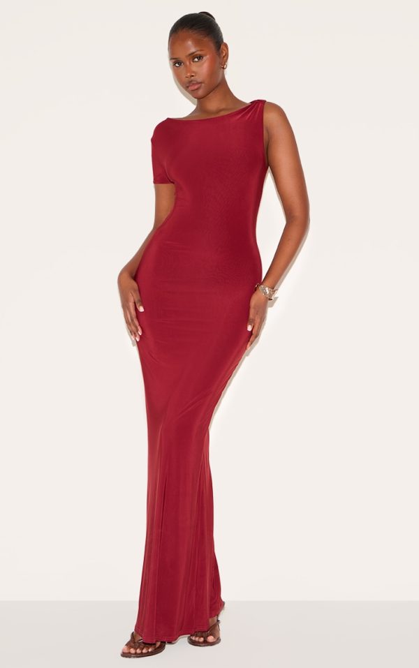 8a0114c675b21fc26fe40f10e6536baefe0791e6_CNM8727_1_wine_double_layer_slinky_knot_shoulder_cap_sleeve_maxi_dress