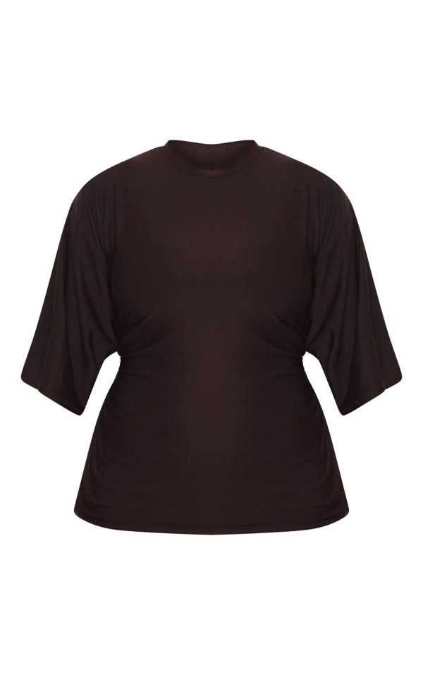 8bef4d7c0a6b412759abd37f703cca4f554e4b59_CNM2627_5_plus_chocolate_soft_touch_ruched_oversized_short_sleeve_t_shirt