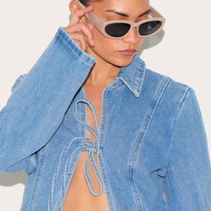 Taupe Chunky Angled Sunglasses