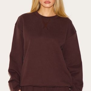 Chocolate Premium Oversized Crew Neck Sweatshirt