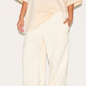 Petite Cream Oversized Wide Leg Joggers