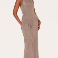8cb64ab21928e05bcb40e5fd4bb80a308e801135_CNM8725_3_mocha_double_layer_slinky_drop_waist_ruched_maxi_dress