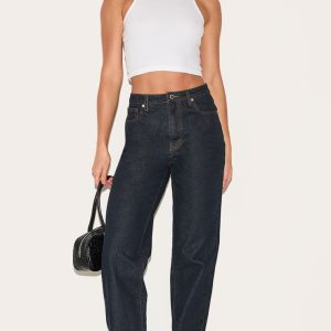 Tall Dark Indigo High Waist Straight Leg Jeans