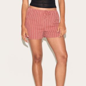 Burnt Orange Pinstripe Cotton Floaty Shorts