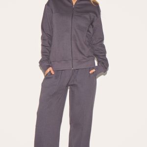 Charcoal Seam Detail Wide Leg Joggers