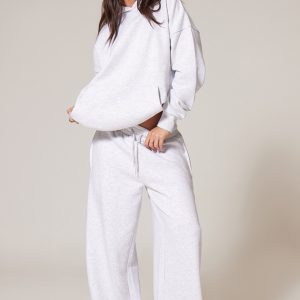 Ash Grey Premium Wide Leg Sweat Joggers