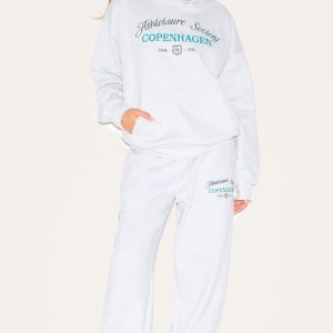 Ash Grey Premium New York Embroidered Straight Leg Jogger