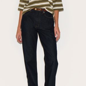 Dark Indigo High Waist Straight Leg Jeans