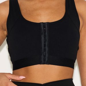 Shape Black Active Hook & Eye Front Support Strap Padded Sports Bra