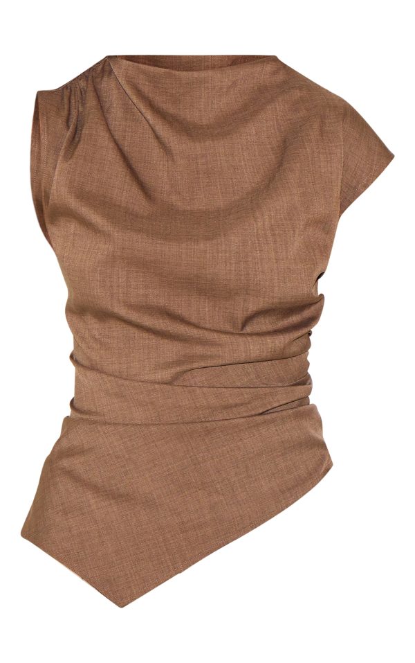 8fba68f97389c5fd33bd982002bb66d7d6ab1d66_CNL9466_5_chocolate_woven_ruched_asymmetric_long_top