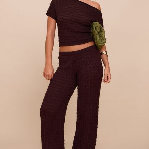 Chocolate Textured Knit Trouser